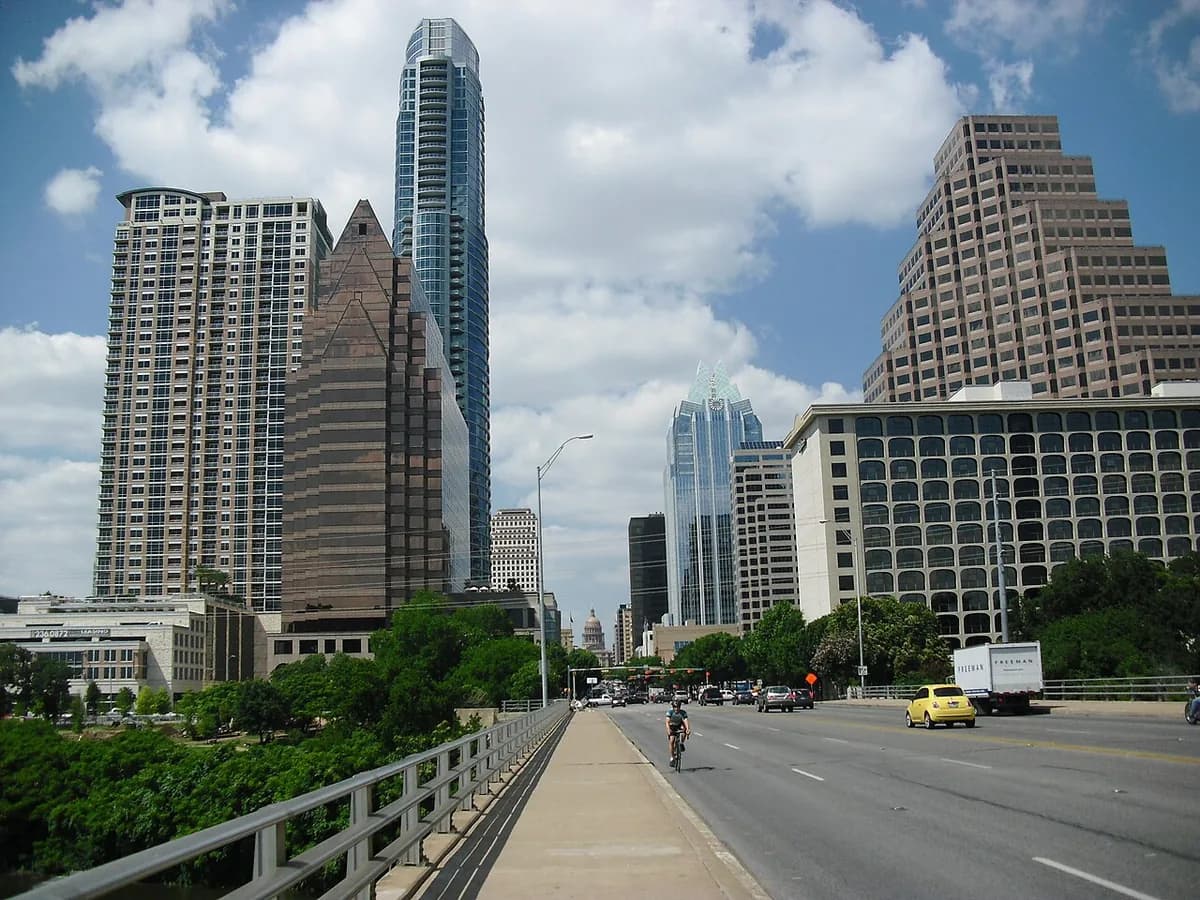 Congress Avenue with downtown towers in Austin, Texas