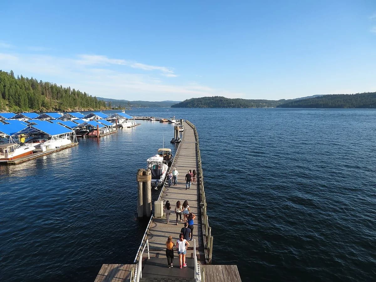 Floating boardwalk on Lake Coeur d'Alene in Coeur d'Alene, Idaho
