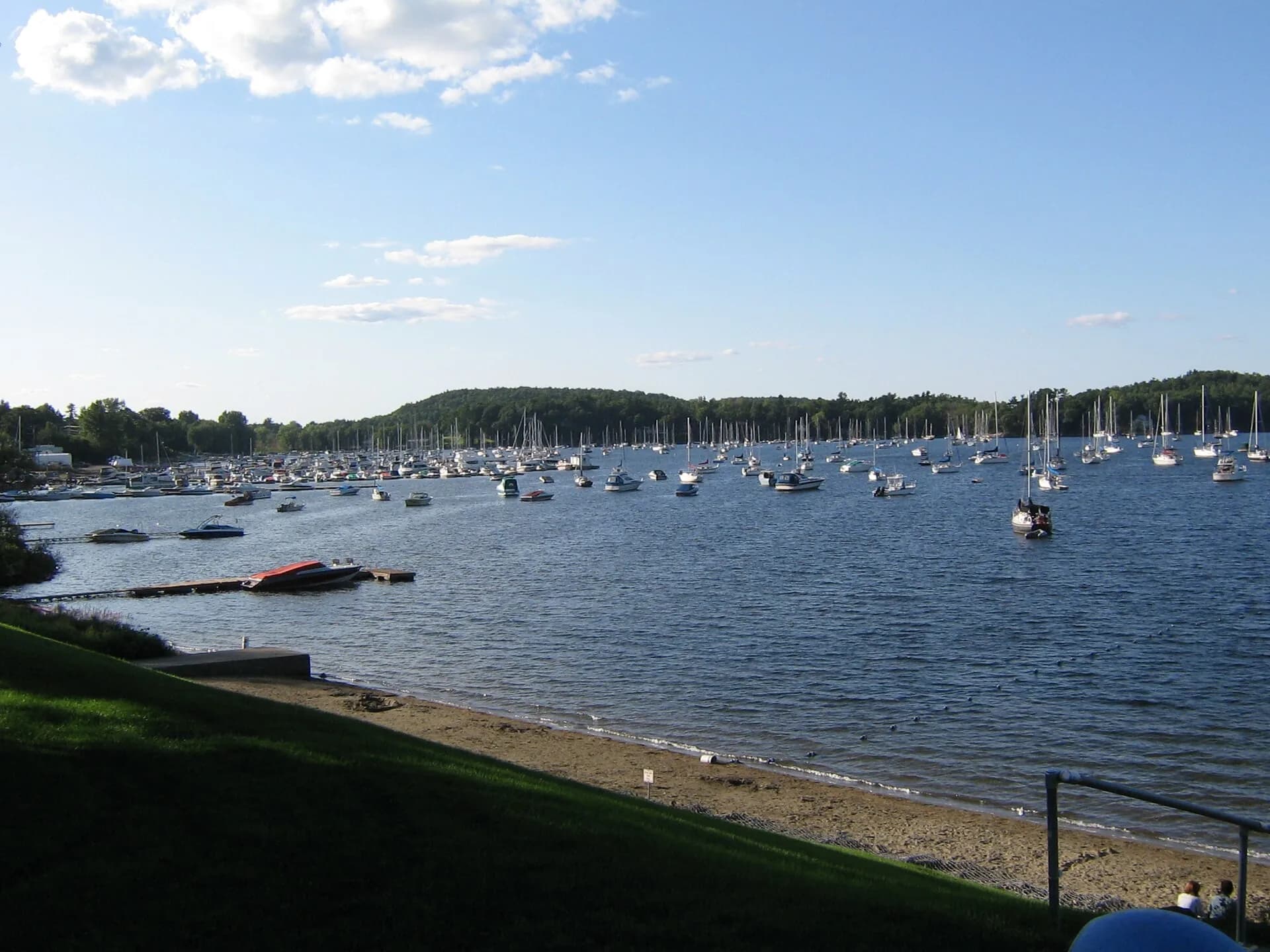 Malletts Bay with boats in Colchester, Vermont