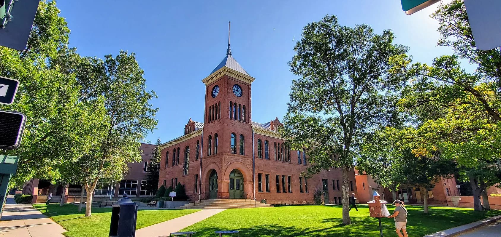 Coconino County Courthouse with lawn and trees in Flagstaff, Arizona