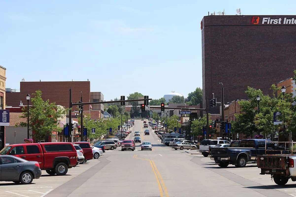 South Gillette Avenue downtown main street in Gillette, Wyoming