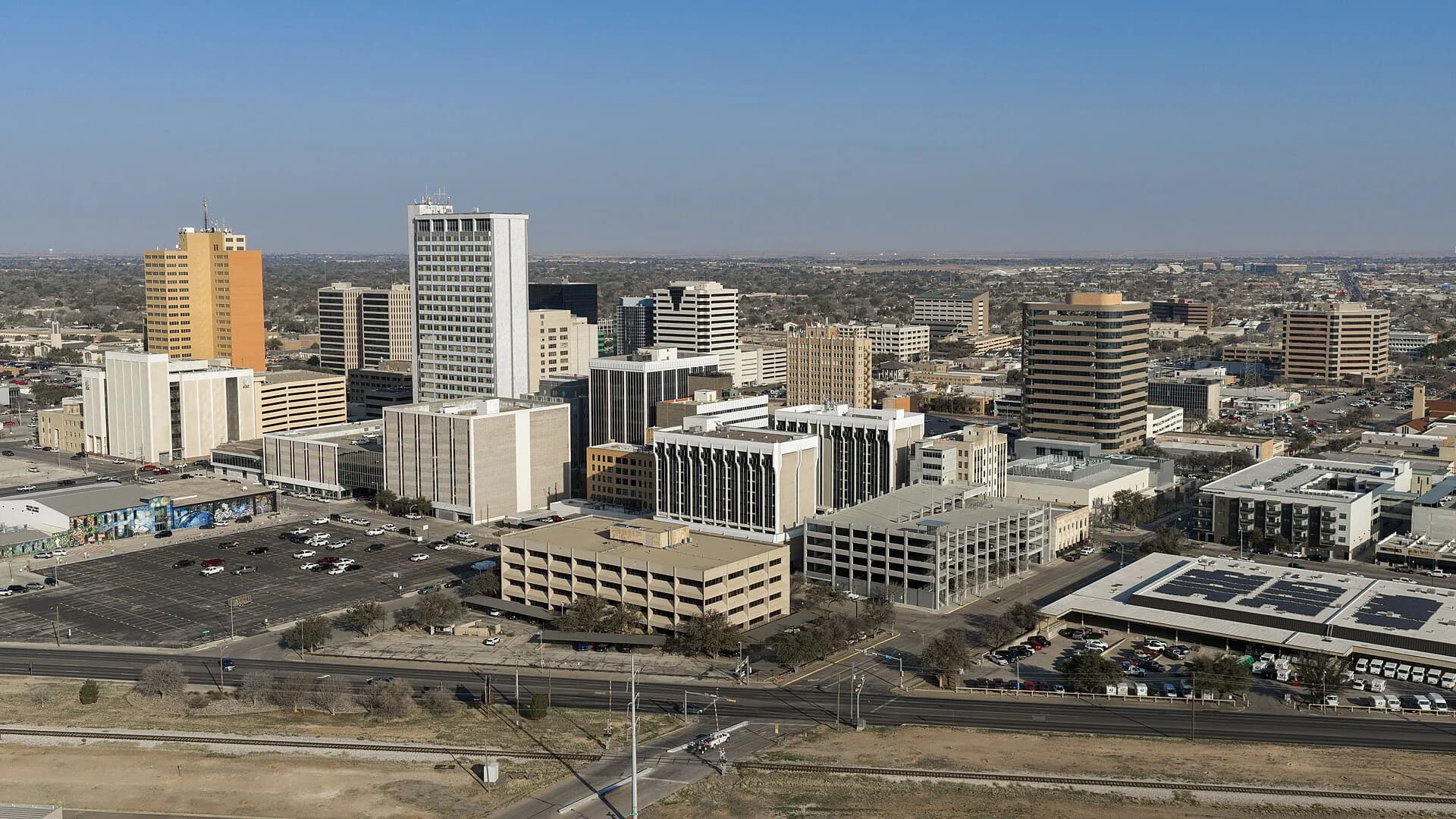 Wide downtown Midland skyline in Midland, Texas