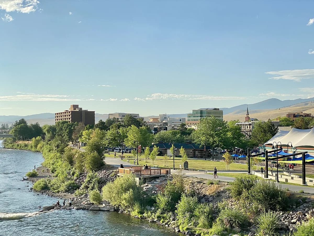 Caras Park riverfront in Missoula, Montana
