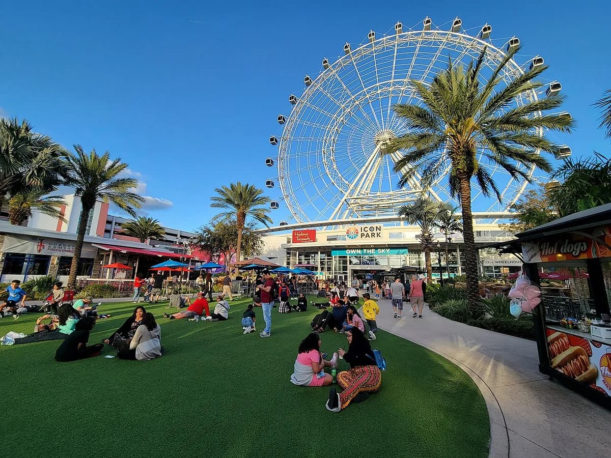 ICON Park wheel and green in Orlando, Florida