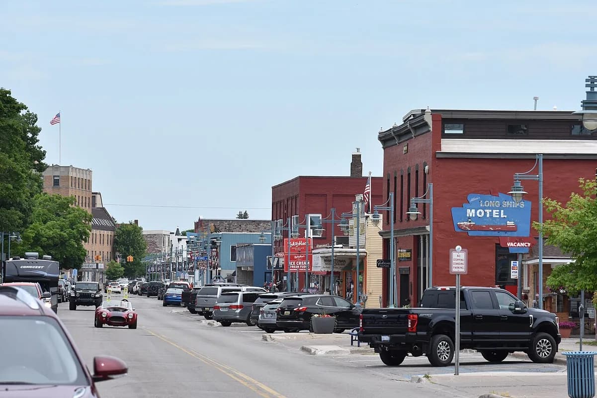Downtown main street in Sault Ste. Marie, Michigan