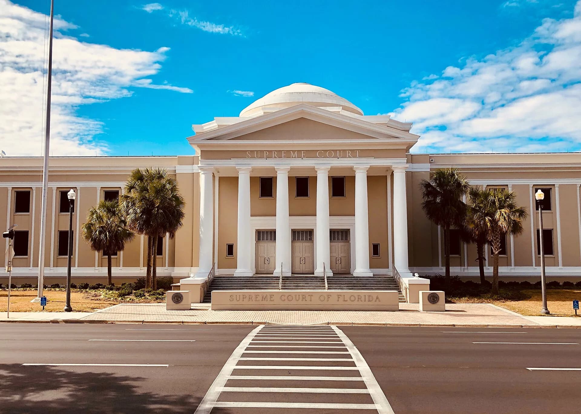 Florida Supreme Court building under blue sky in Tallahassee, Florida