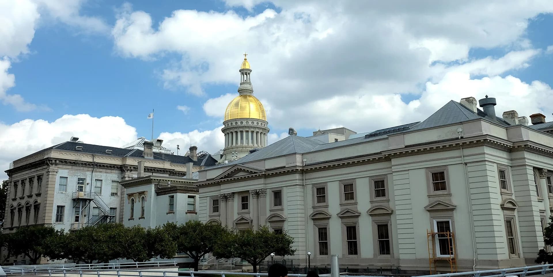 New Jersey State House gold dome, wide in Trenton, New Jersey