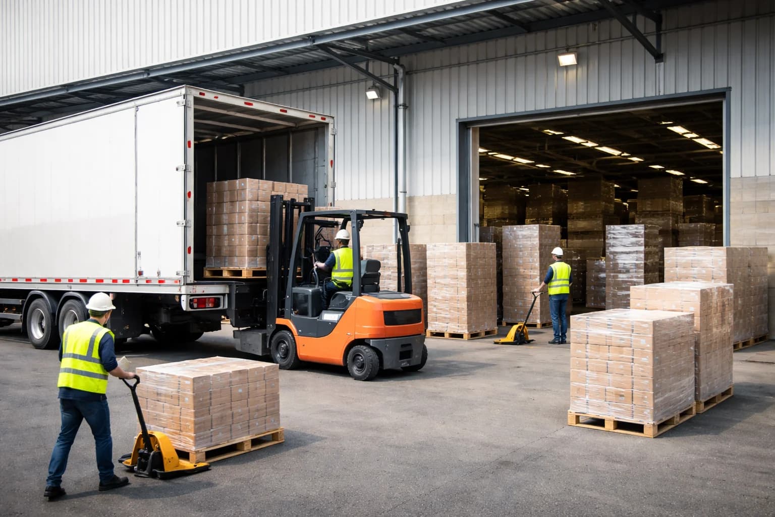 pallet workers performing pallet management services