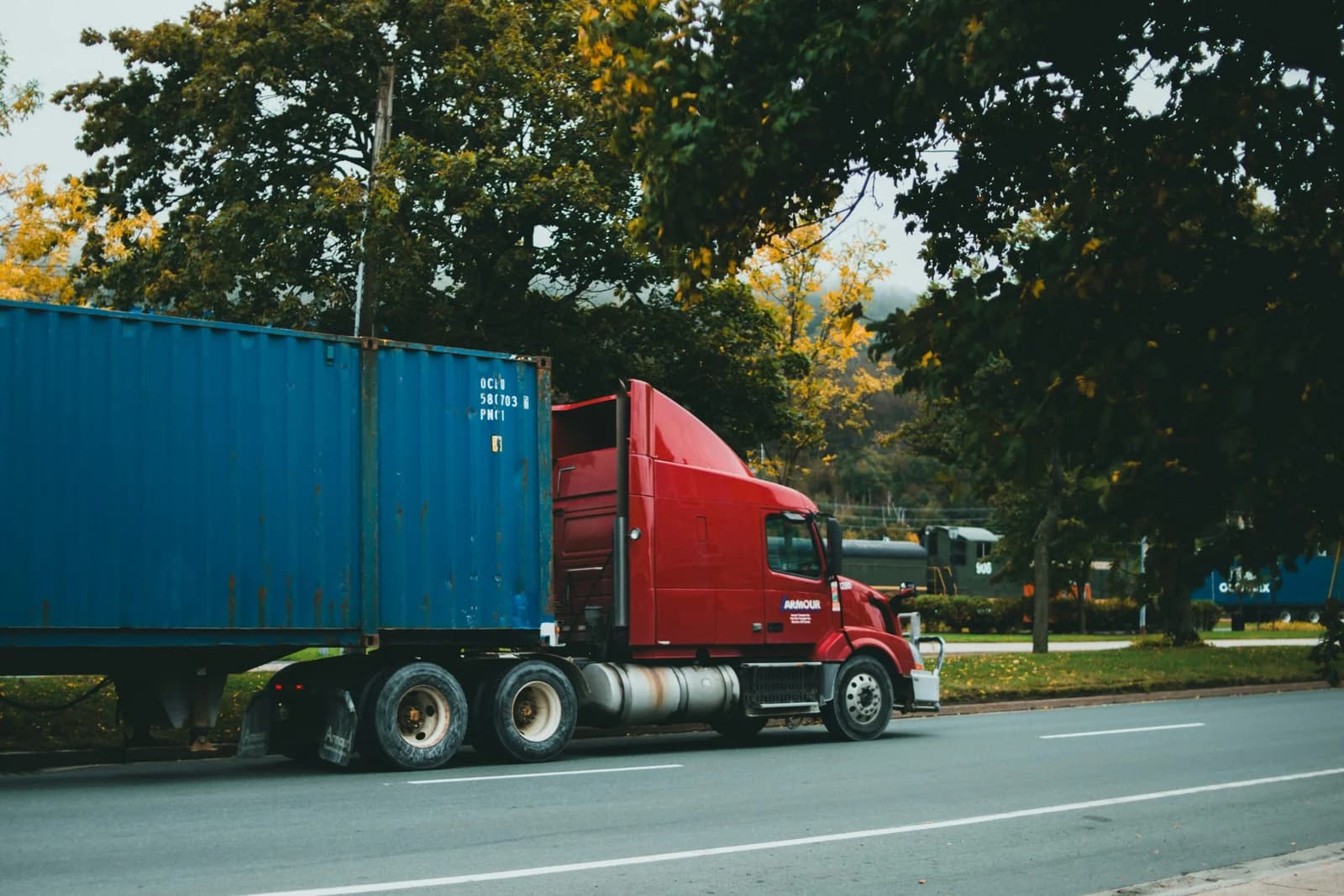 semi truck on the road